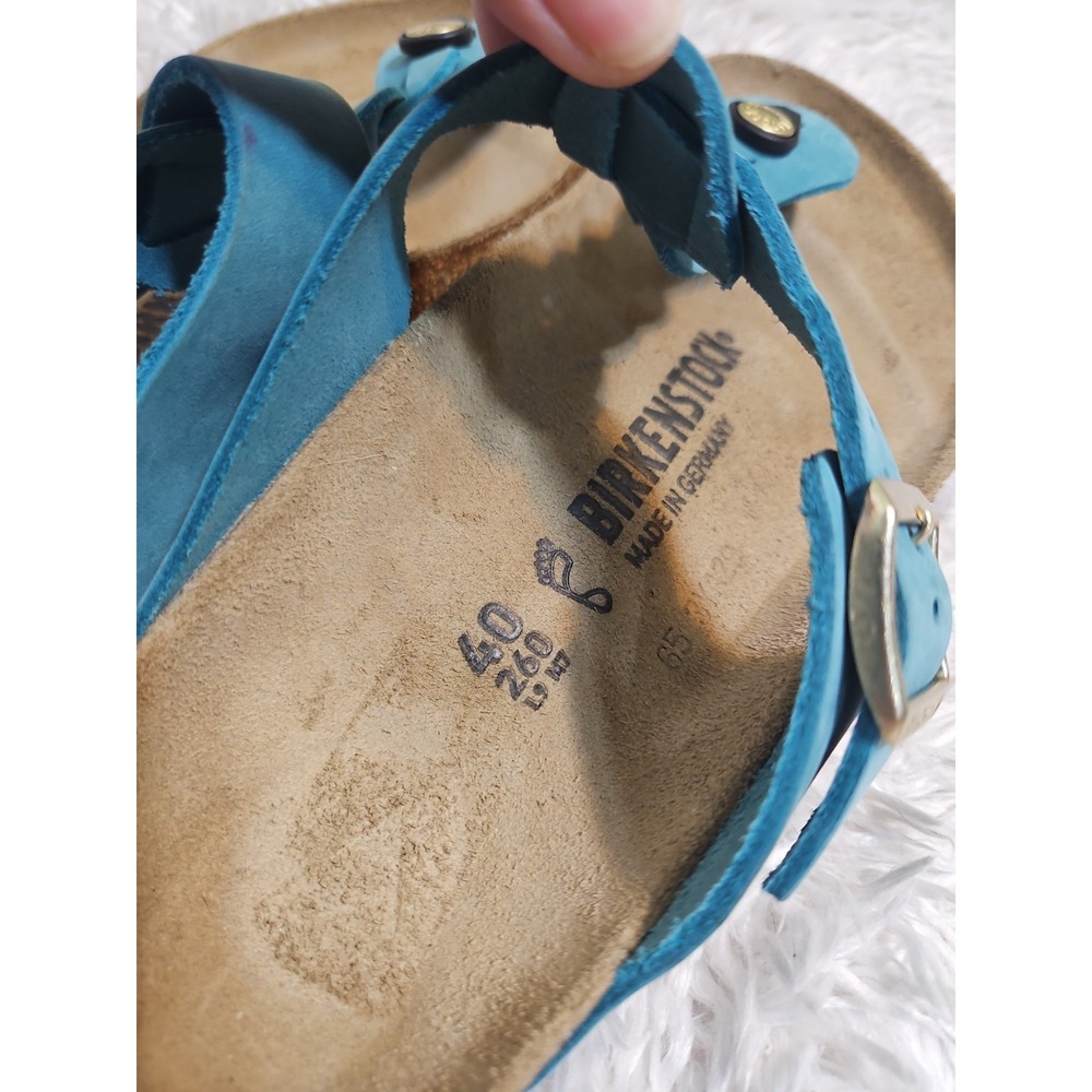 Birkenstock Gizeh Braided Green Leather Sandals Women's Size 40 - Picture 8 of 10
